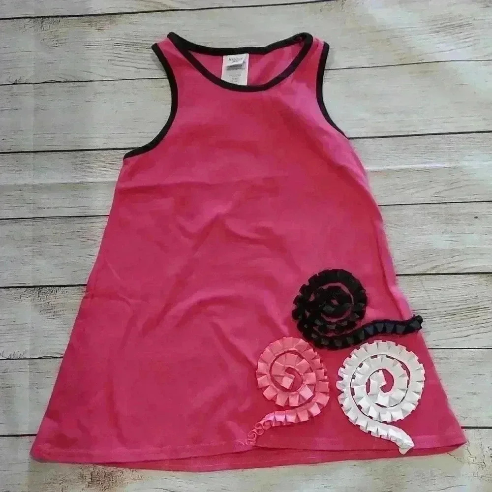 Floral Design Pink Sleeveless Dress